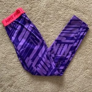 Girls Medium Nike Pro Patterned Leggings